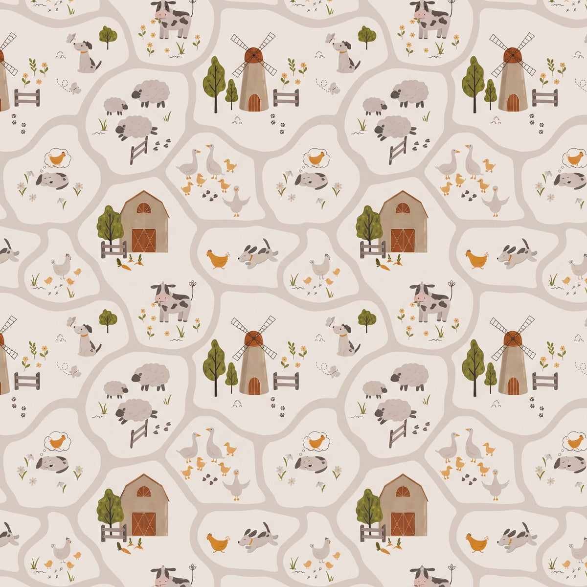 Animaux de la ferme – motif à plat