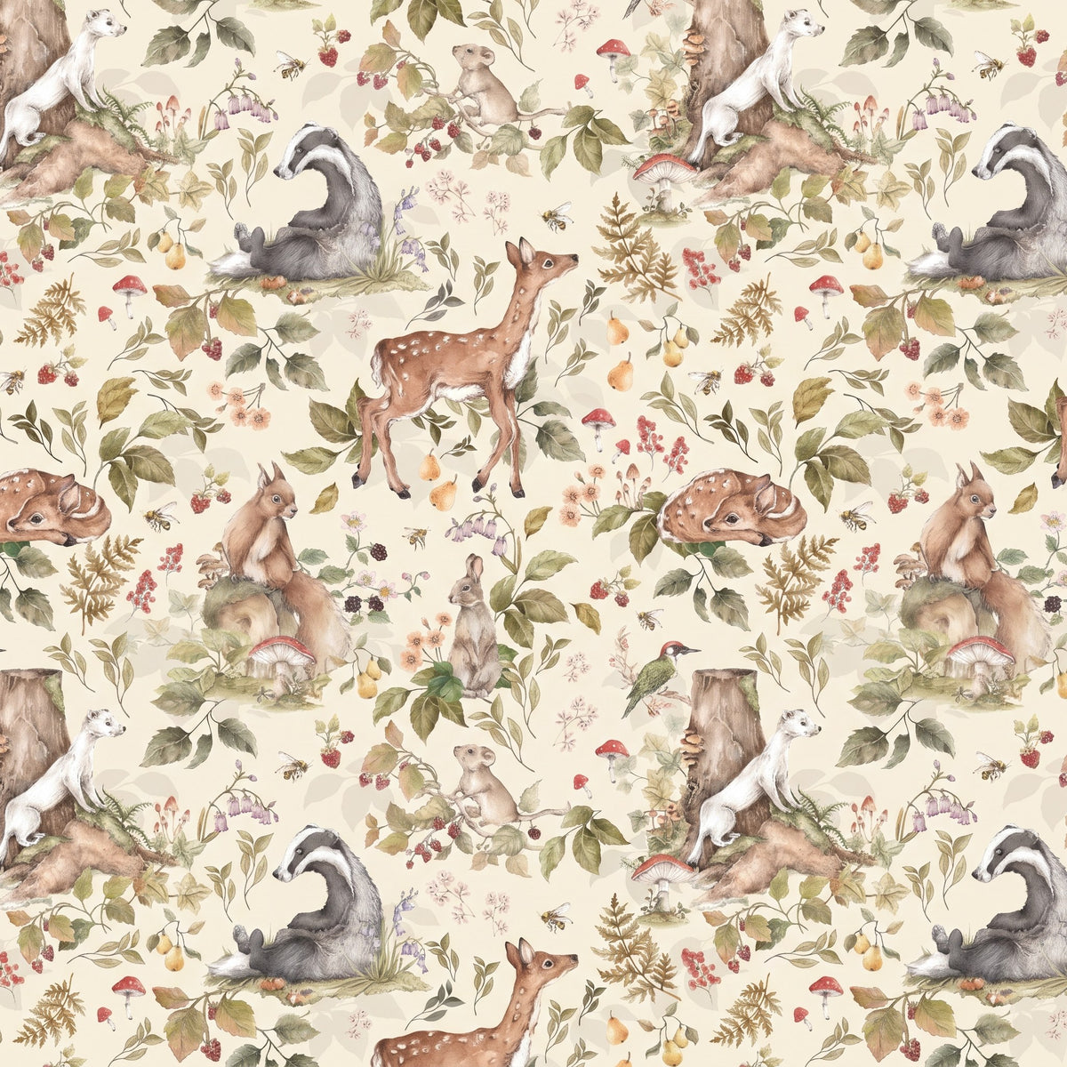 Animaux de la forêt – motif à plat