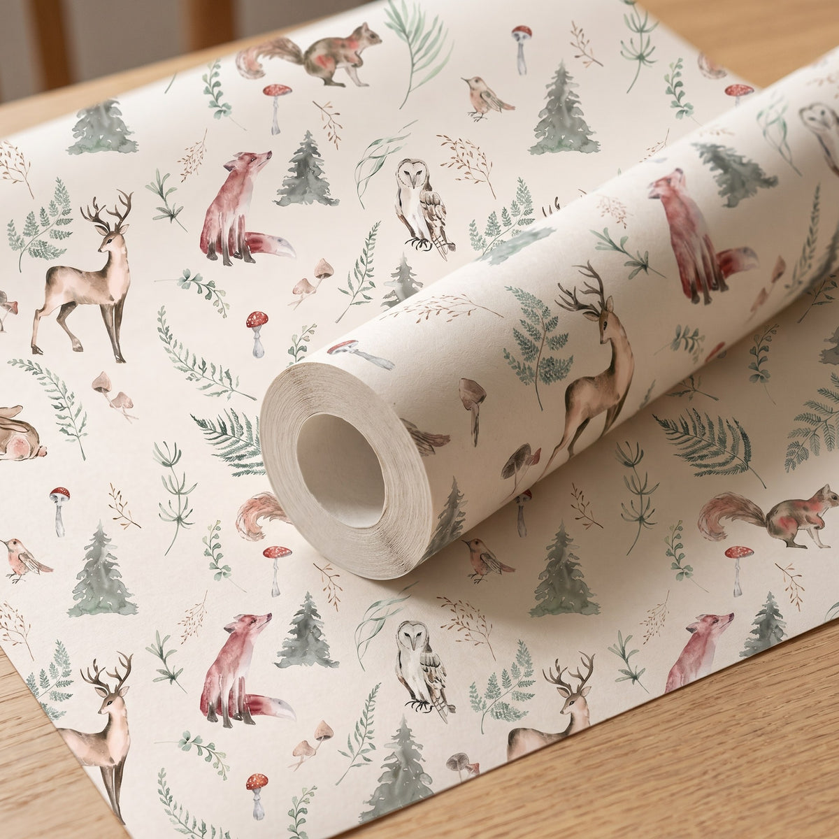 Animaux de la forêt, fond blanc – rouleau