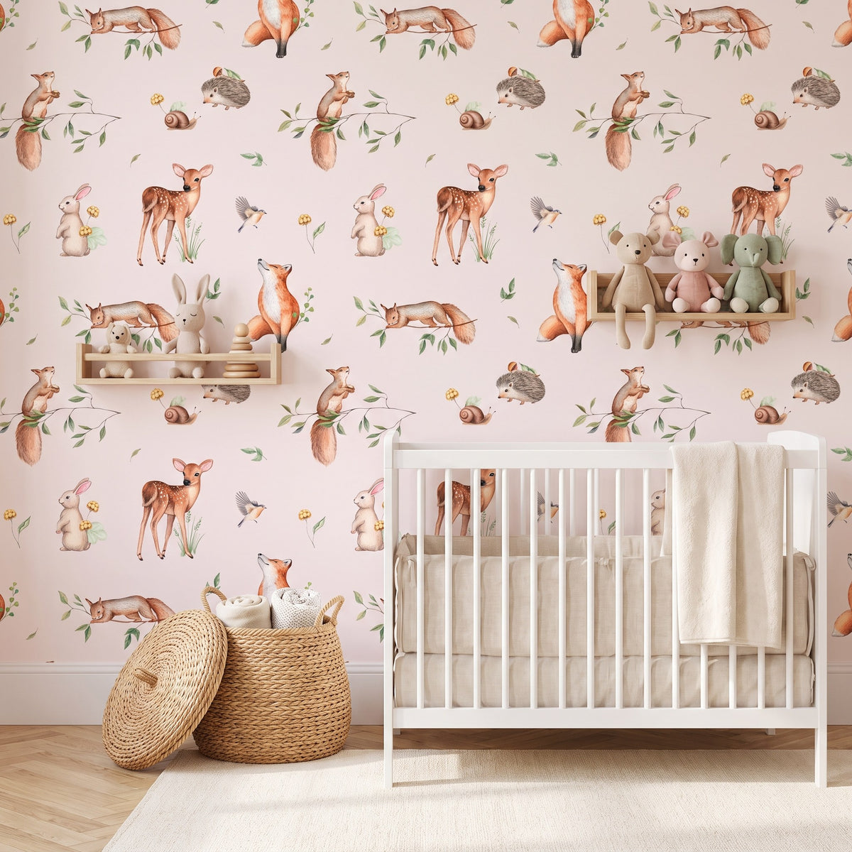 Animaux de la forêt, fond rose – seconde ambiance
