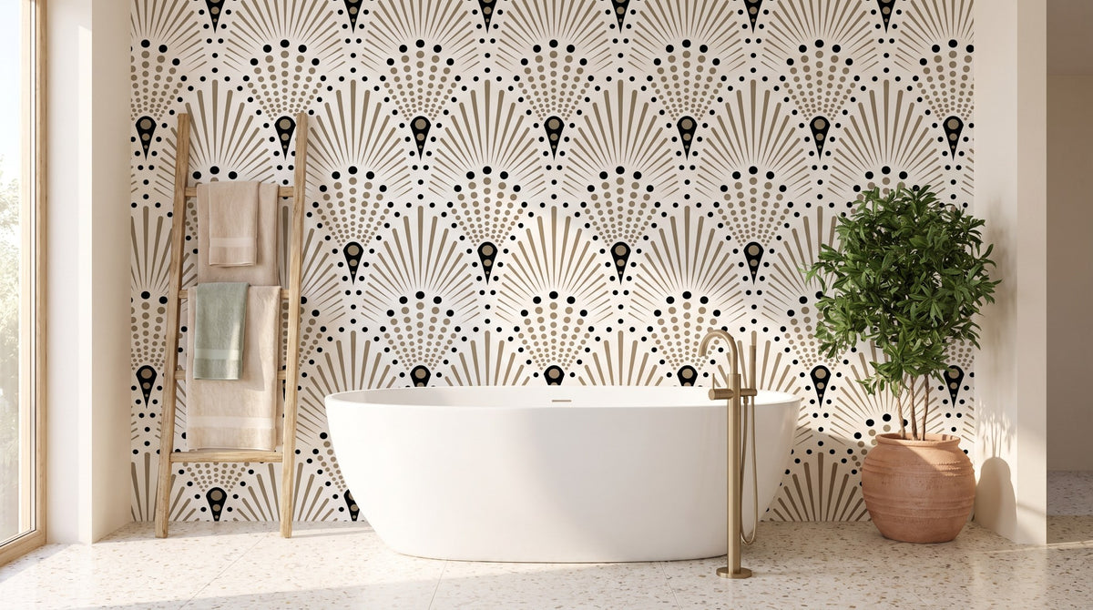 Art déco éventails noir et blanc – ambiance large