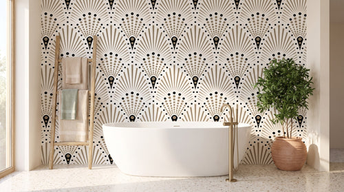 Art déco éventails noir et blanc – ambiance large
