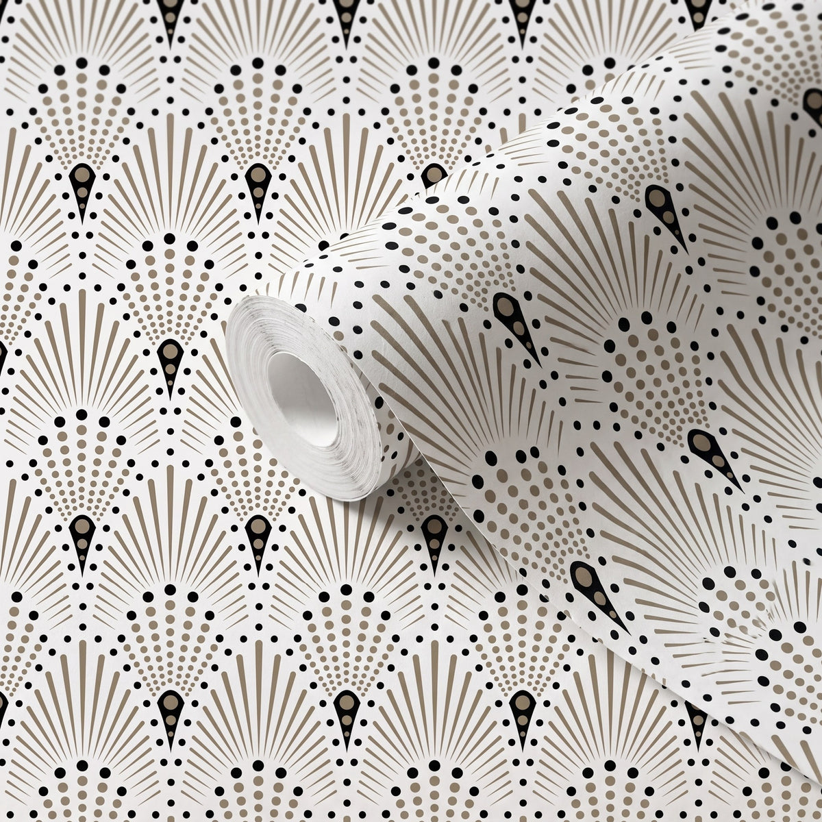 Art déco éventails noir et blanc – rouleau