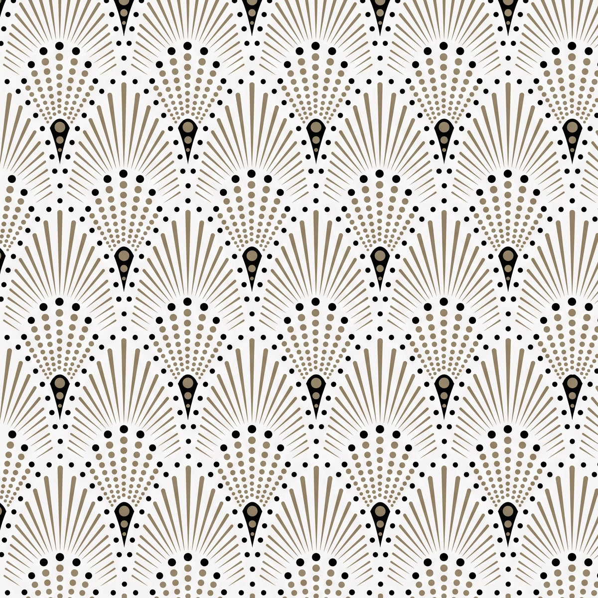 Art déco éventails noir et blanc – motif à plat