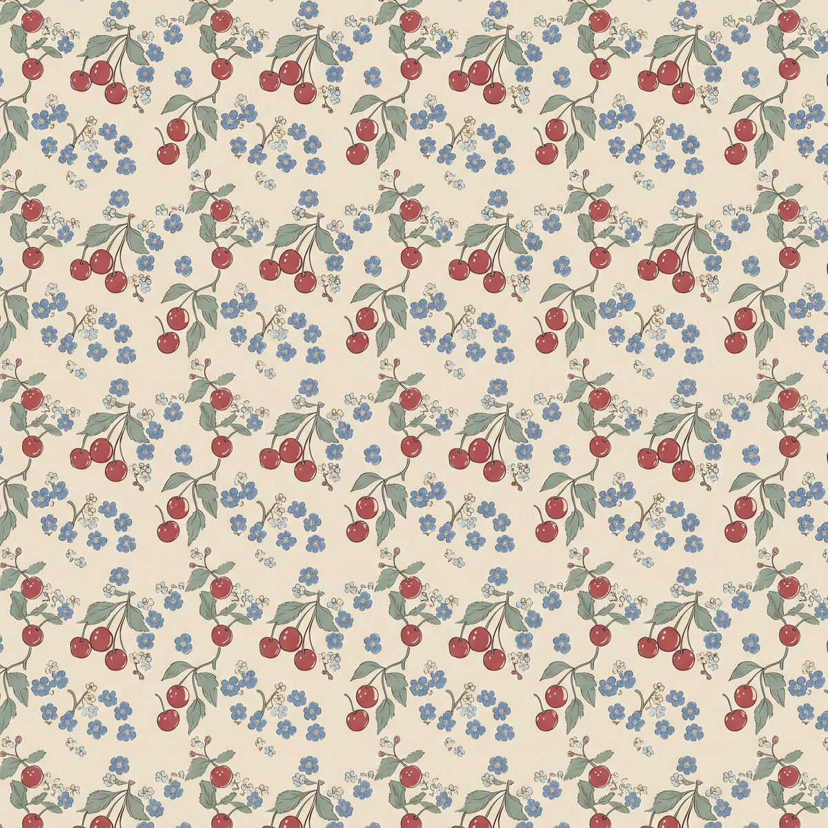 Cerises rétro – motif à plat