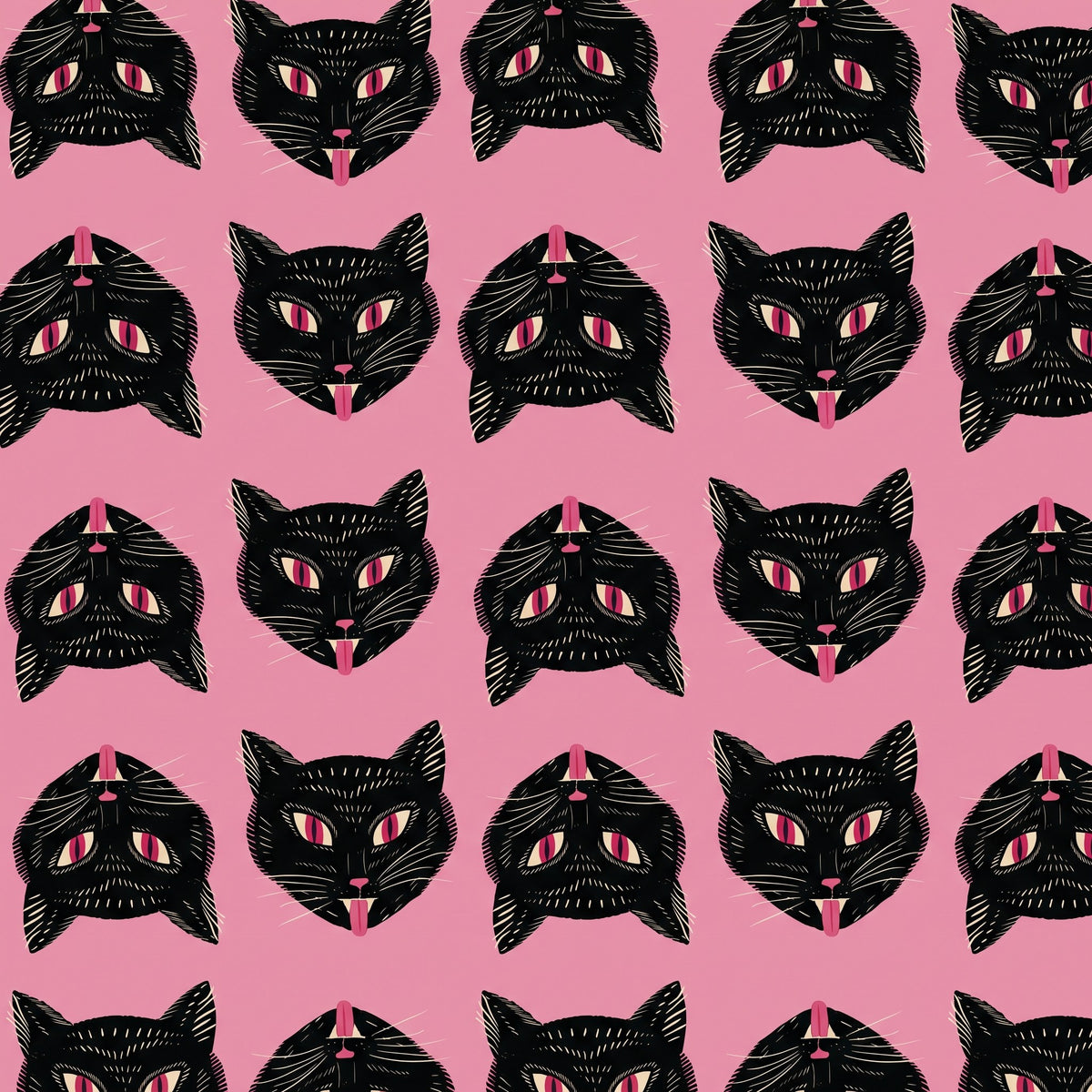 Chats noirs funky – motif à plat