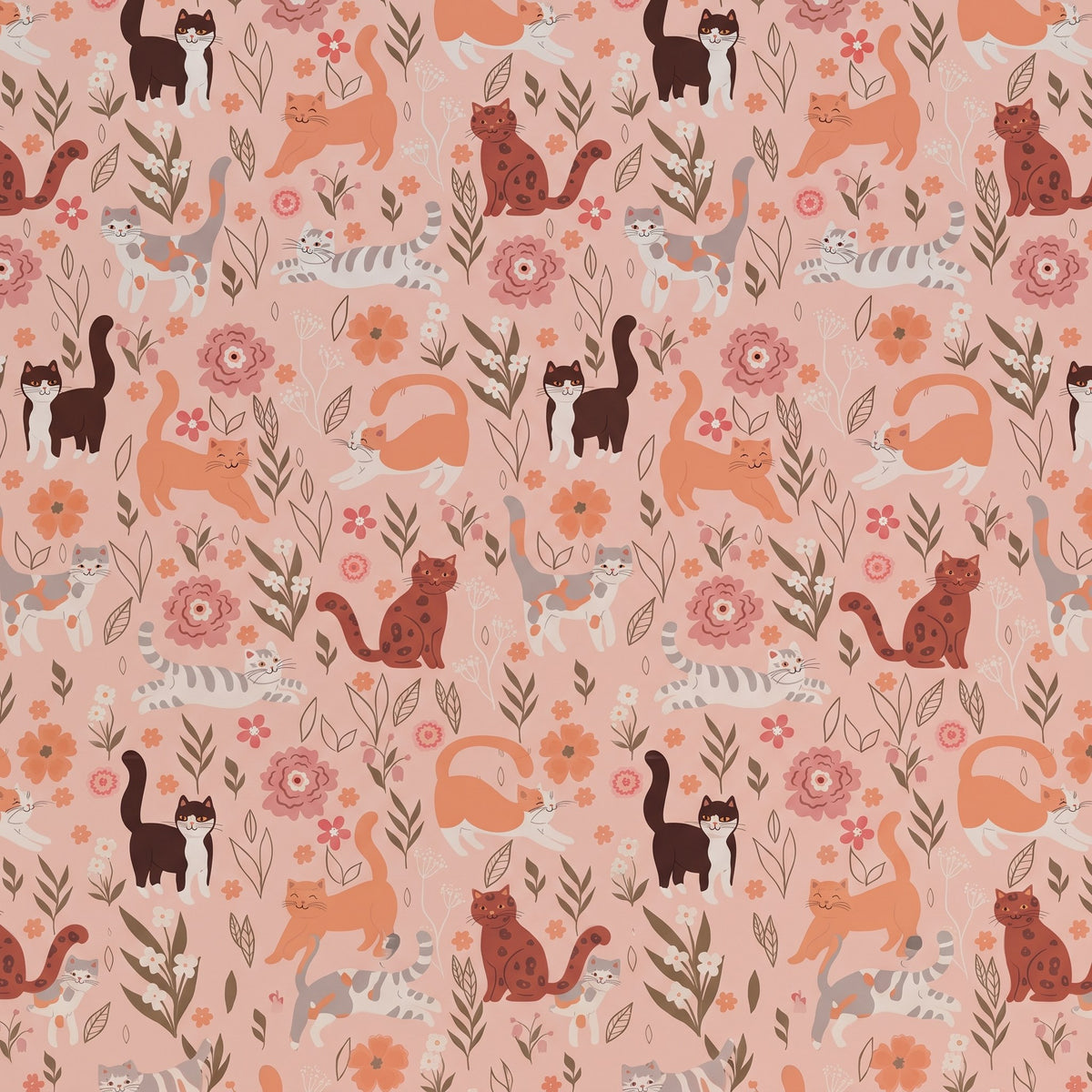 Chats pour chambre d'enfant – motif à plat