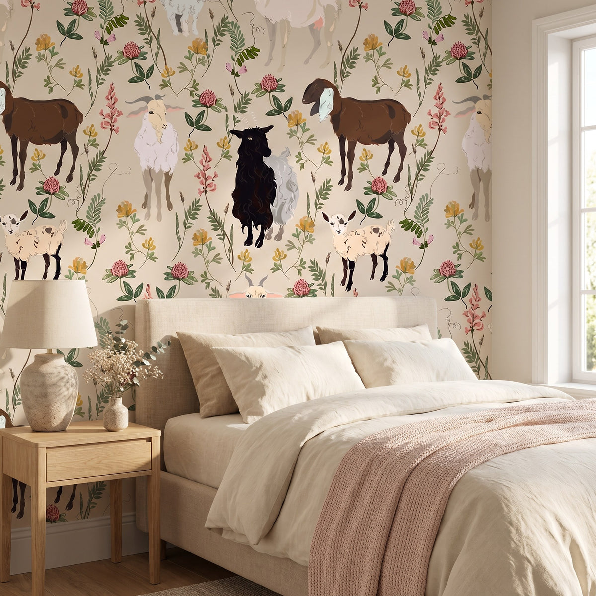 Chèvres et fleurs à l'aquarelle – seconde ambiance
