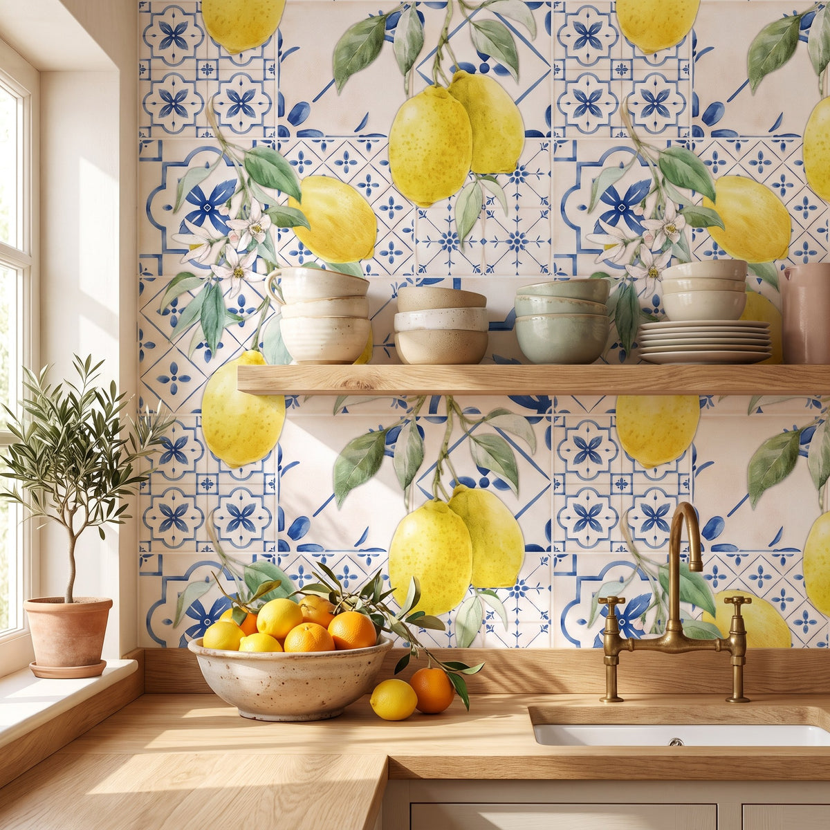 Citrons aquarelle, carreaux siciliens – seconde ambiance