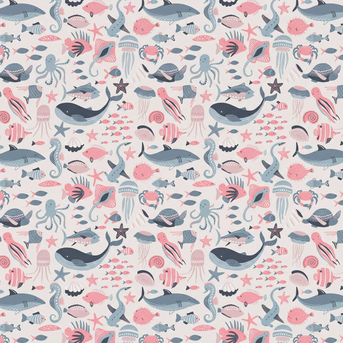 Créatures marines – motif à plat