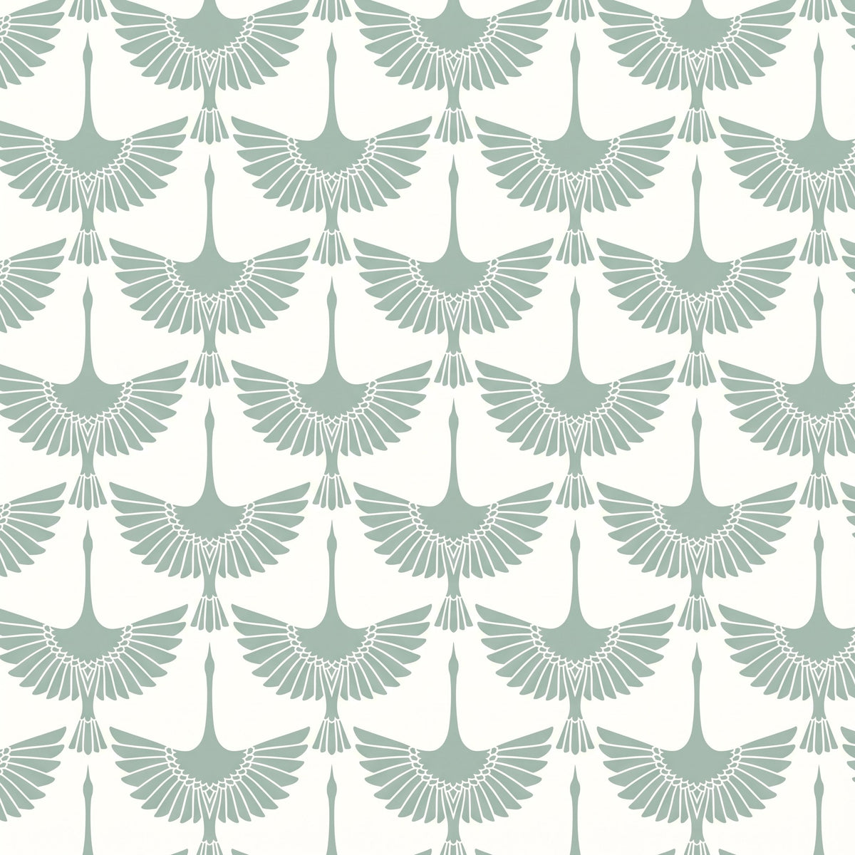 Cygnes et oiseaux vert menthe – motif à plat