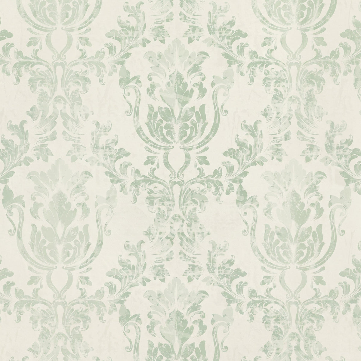 Damassé vert vintage – motif à plat