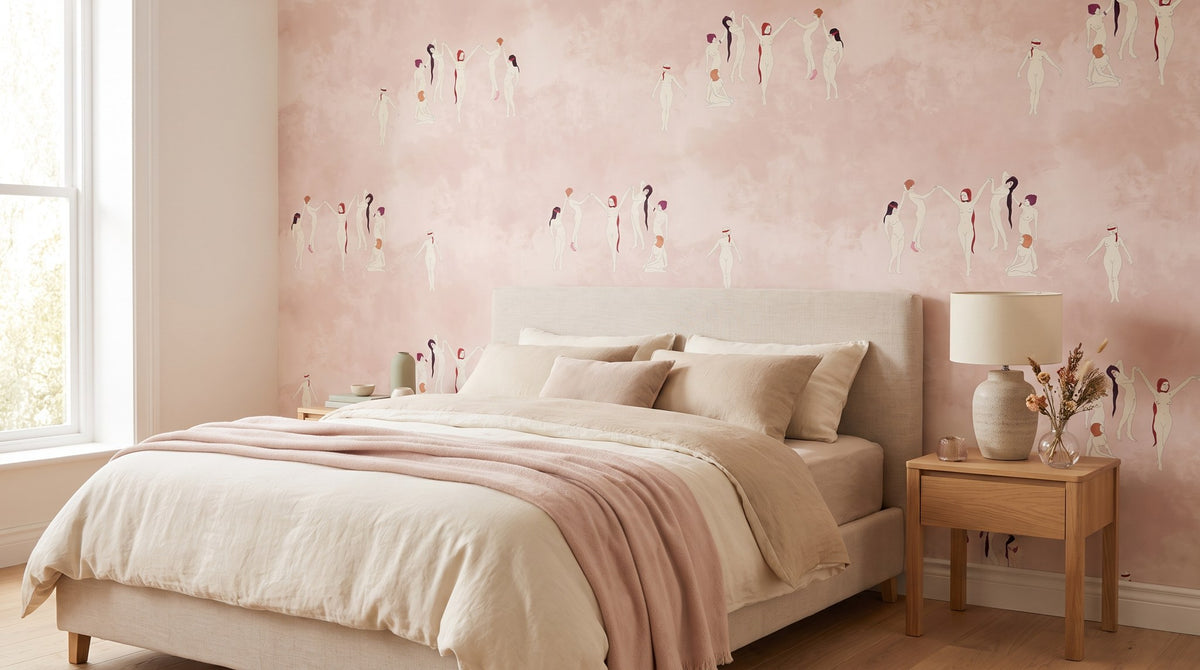 Danseuses vintage fond rose – ambiance large