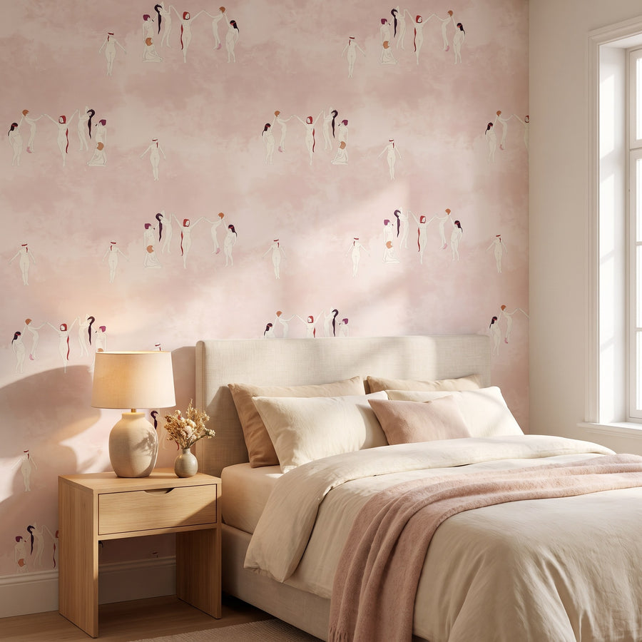Danseuses vintage fond rose