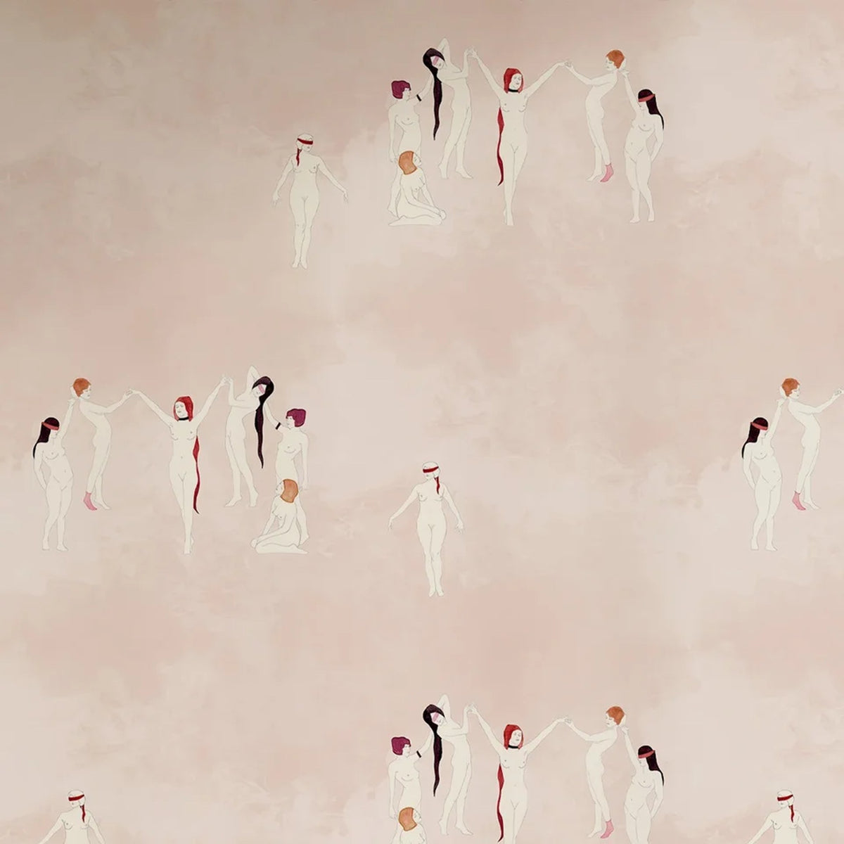 Danseuses vintage fond rose – motif à plat
