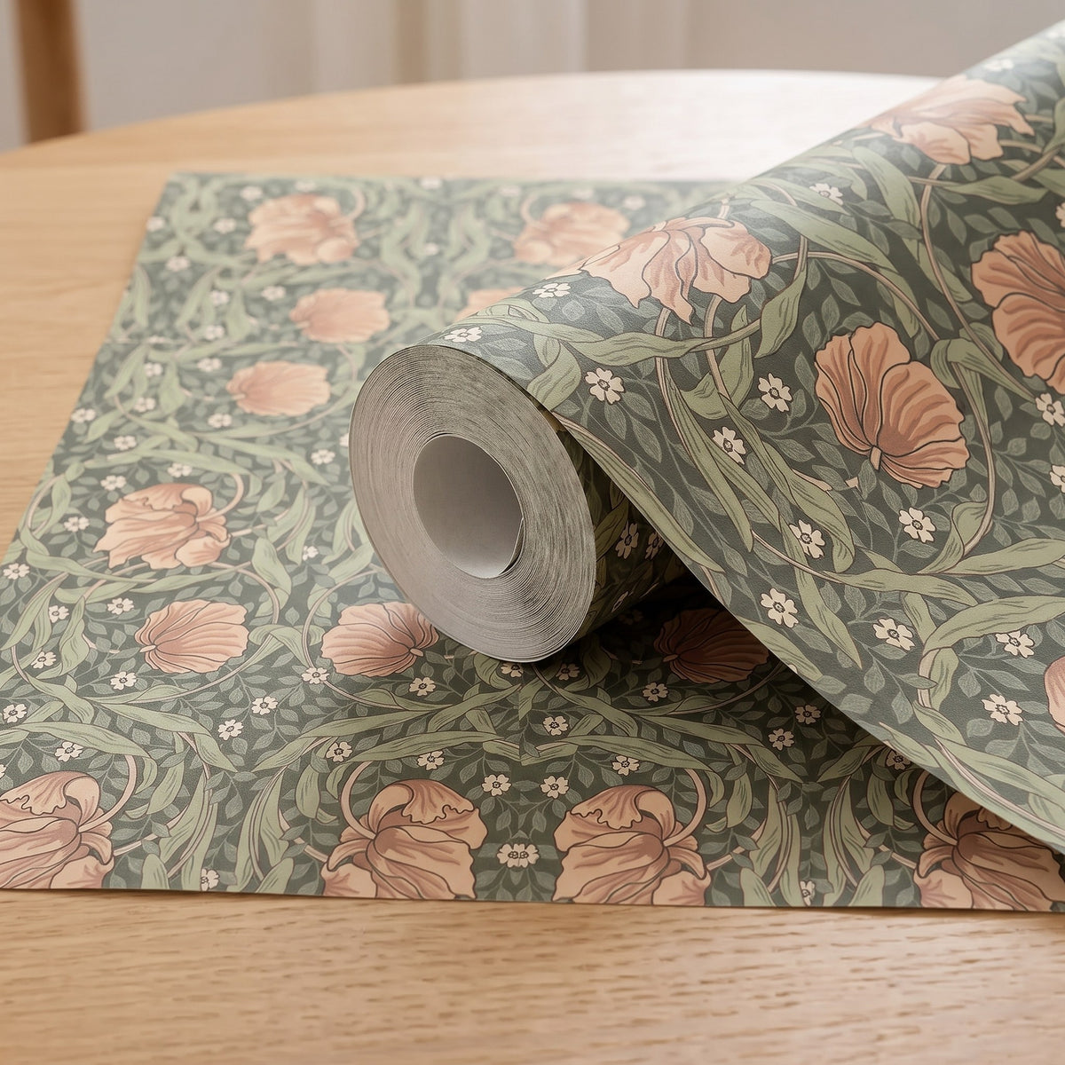 Feuillage vert style Arts & Crafts – rouleau