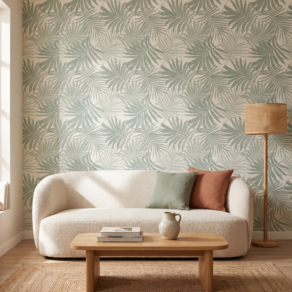 Feuilles de palmier vert sauge – seconde ambiance