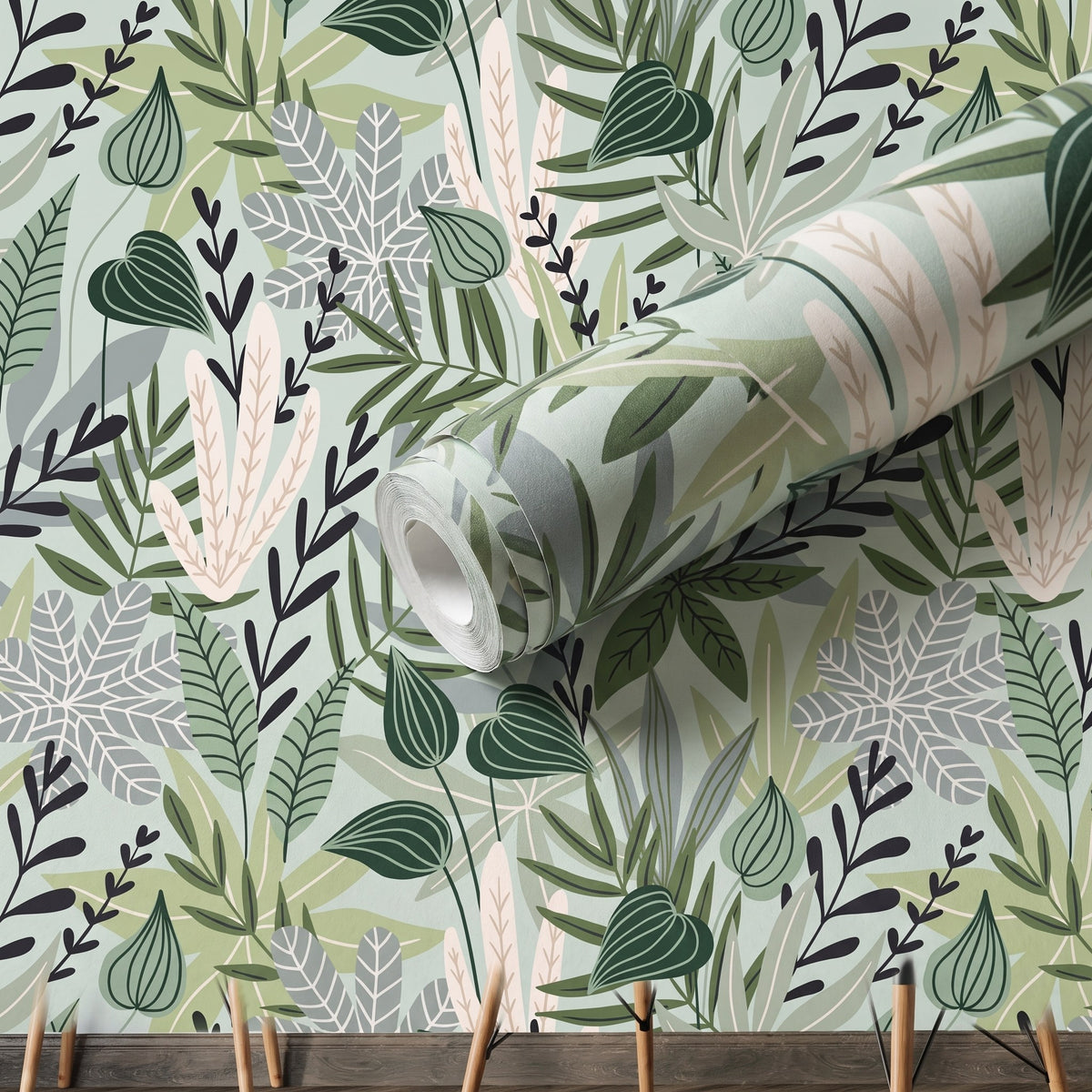 Feuilles tropicales vertes – rouleau