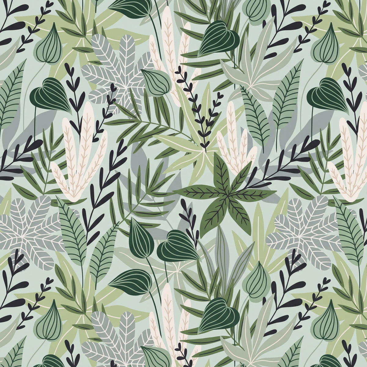 Feuilles tropicales vertes – motif à plat