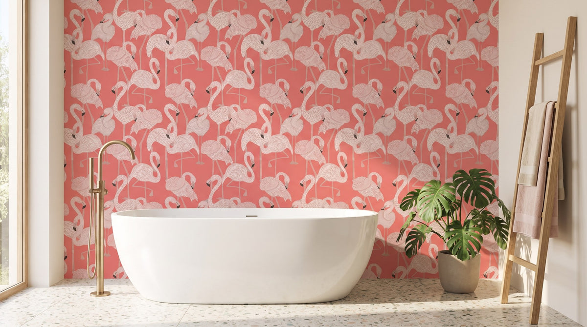 Flamants roses tropicaux – ambiance large