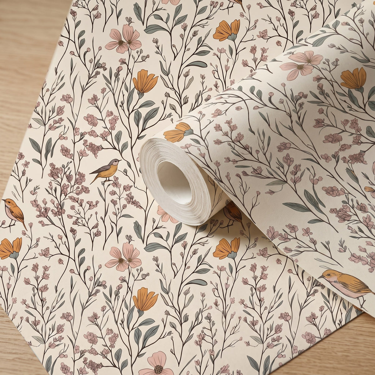 Fleurs sauvages et oiseaux – rouleau