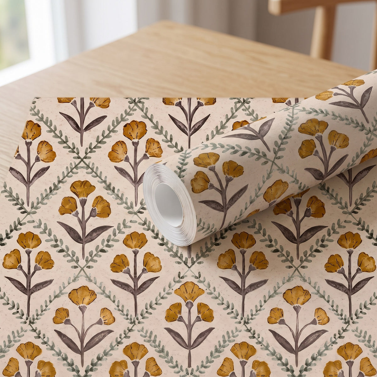 Floral jaune à grandes fleurs – rouleau