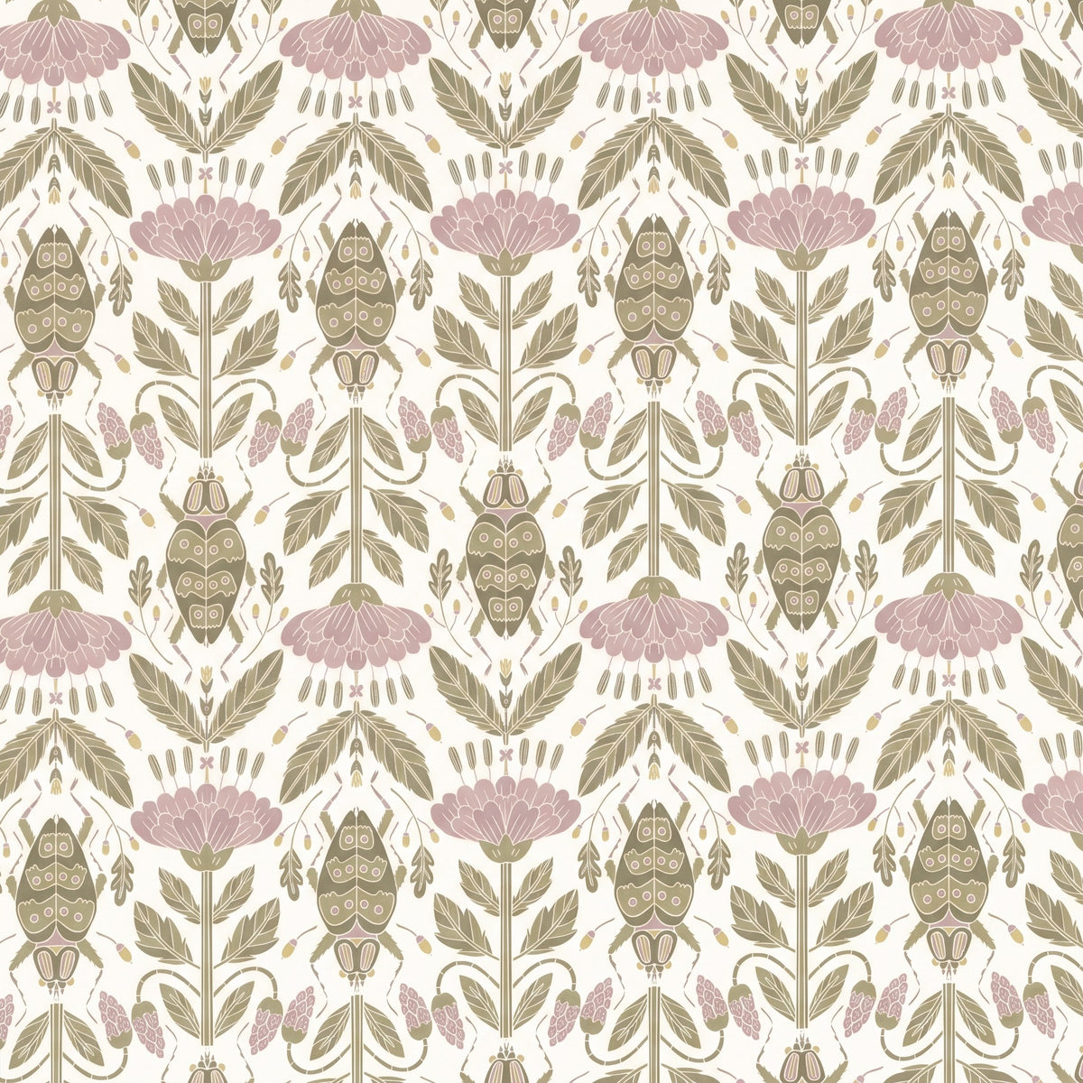 Floral rose et coccinelles – motif à plat