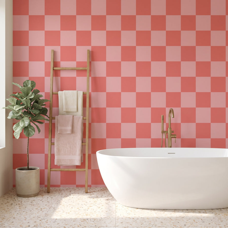 Grands carreaux rose et corail