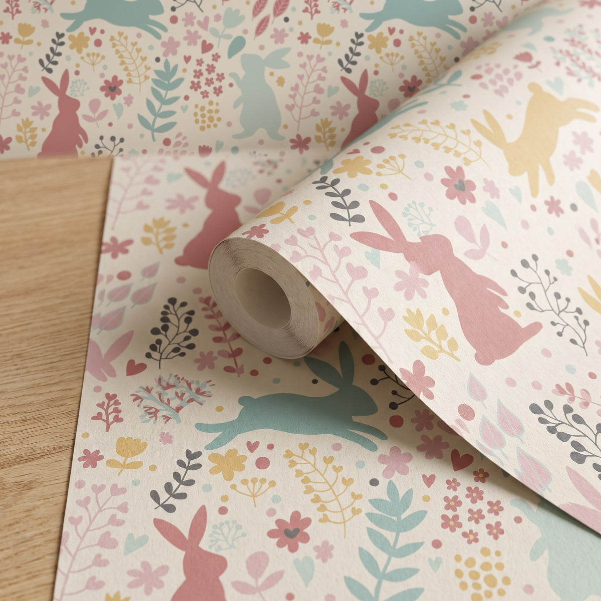 Lapins et animaux de la forêt – rouleau