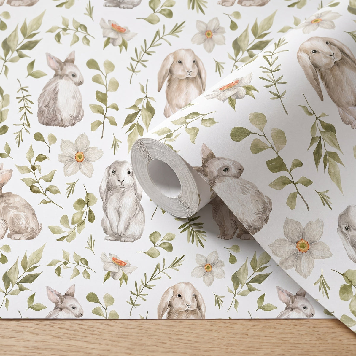 Lapins et fleurs – rouleau
