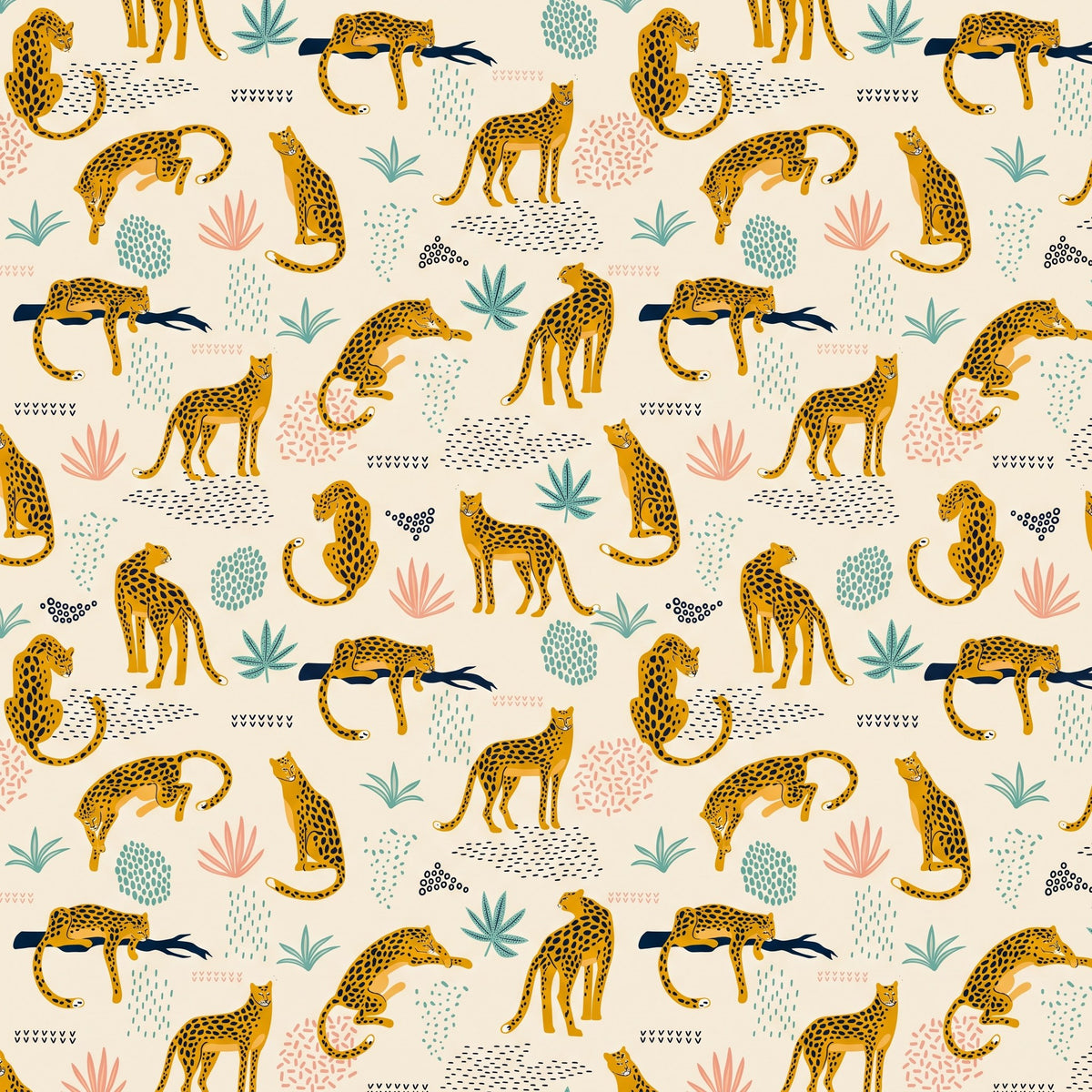 Léopards tropicaux – motif à plat