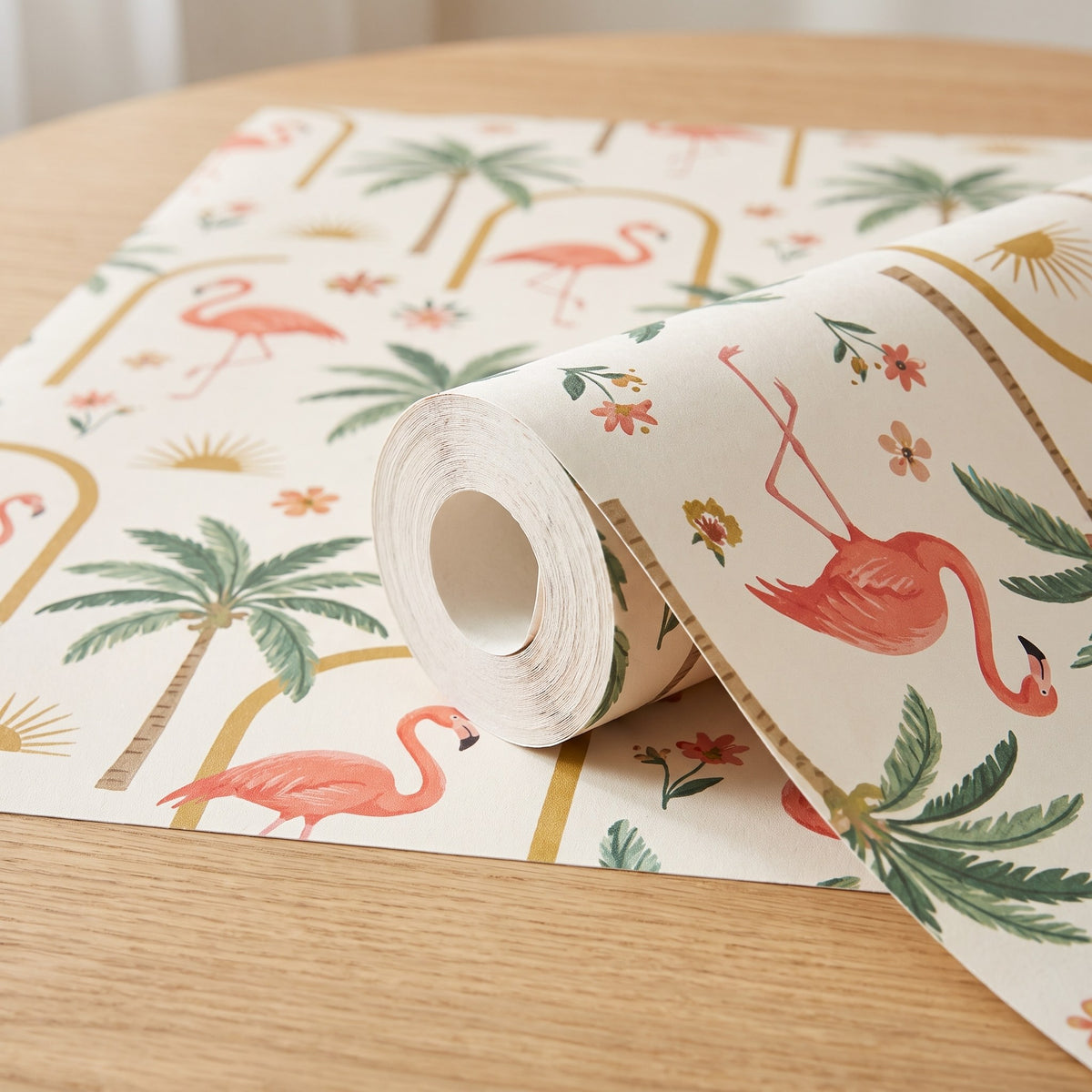 Oasis tropicale, palmiers et animaux – rouleau