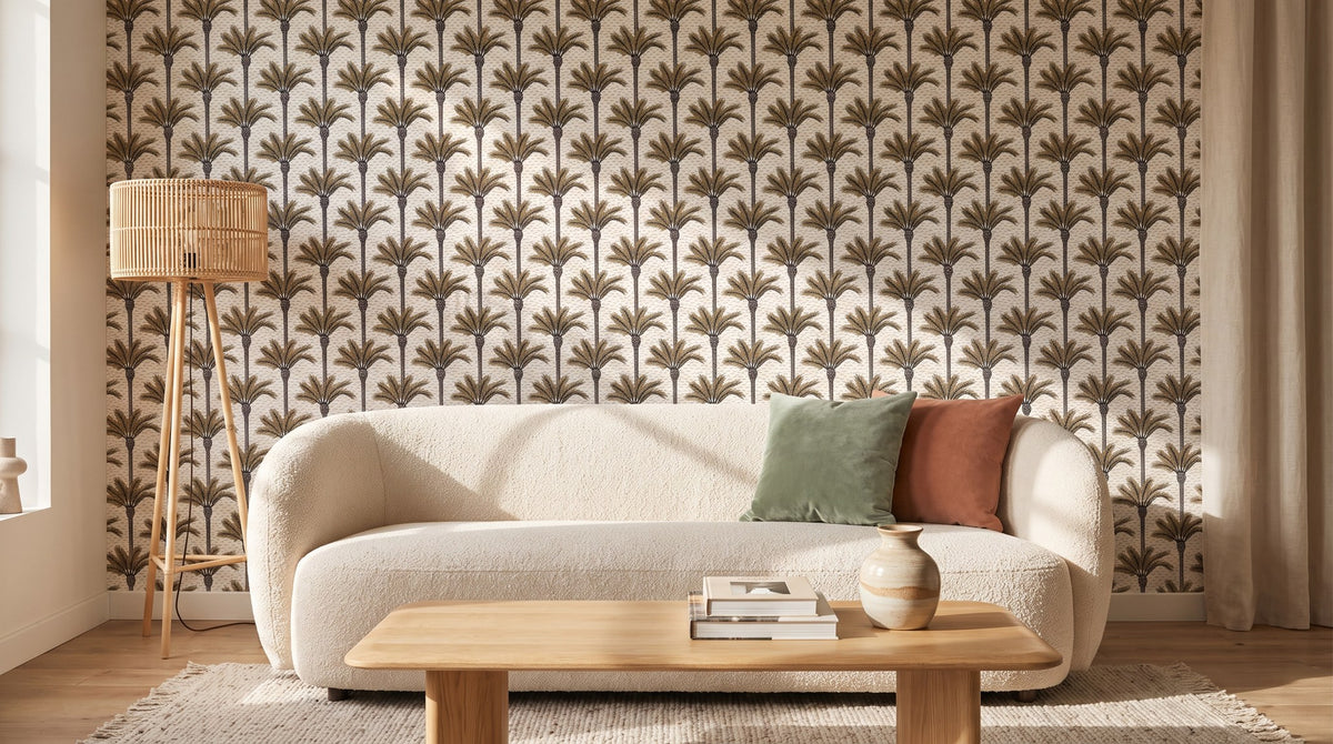 Palmiers abstraits brun et gris – ambiance large