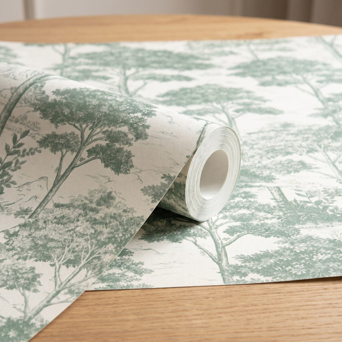 Paysage arboré vert et blanc – rouleau