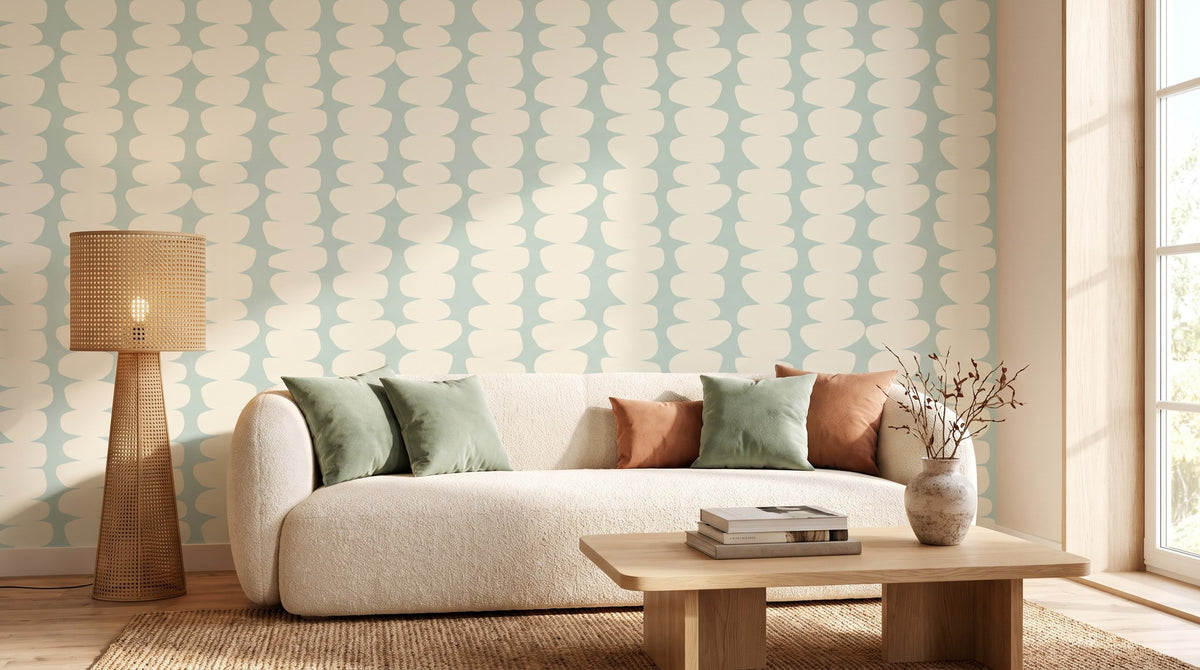 Paysage mid-century fond crème – ambiance large