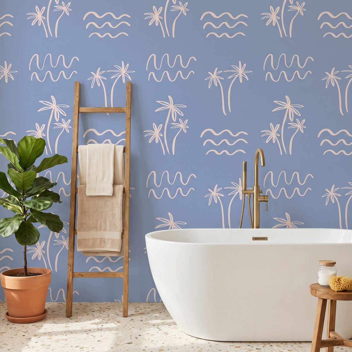 Plage bleue et palmiers – ambiance principale