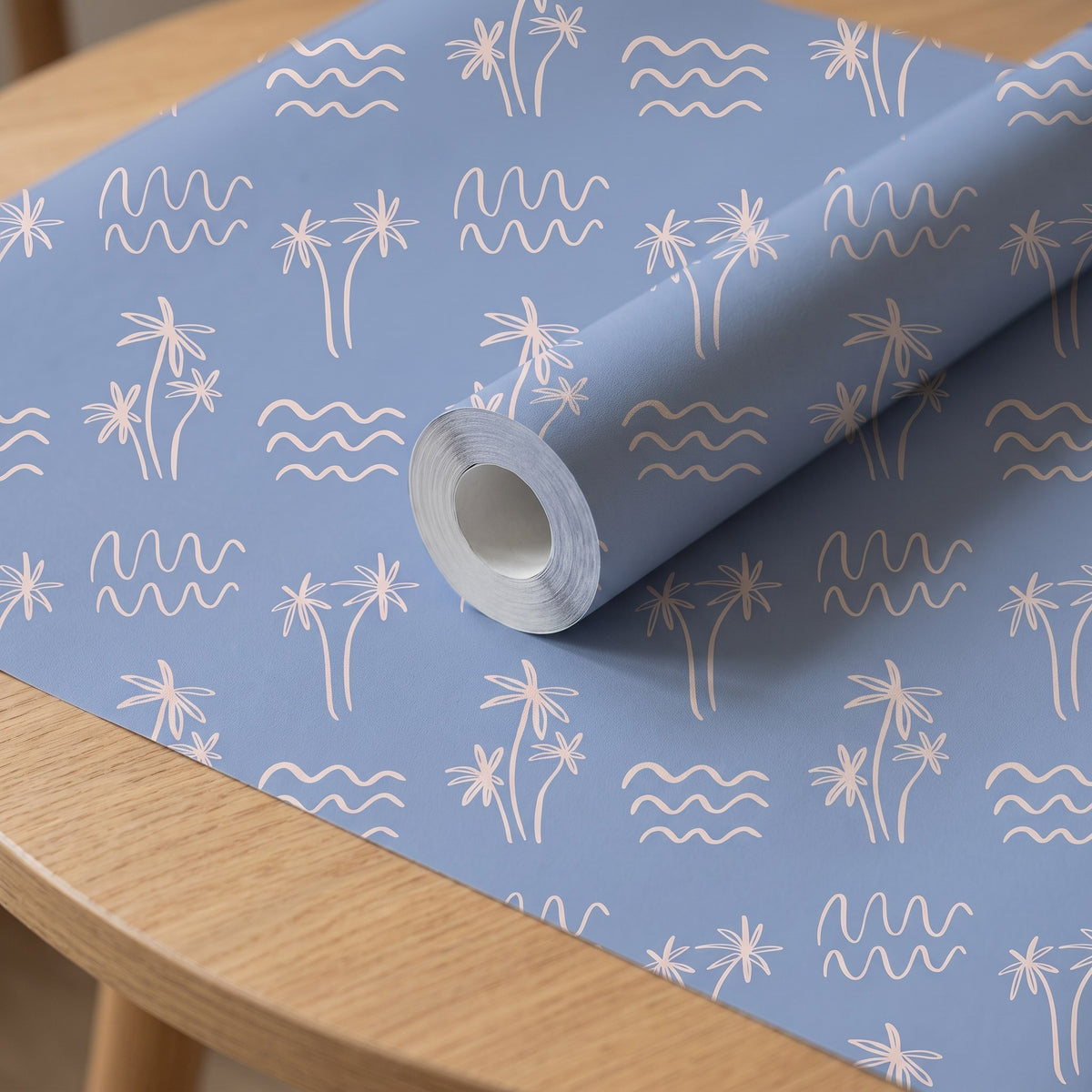 Plage bleue et palmiers – rouleau