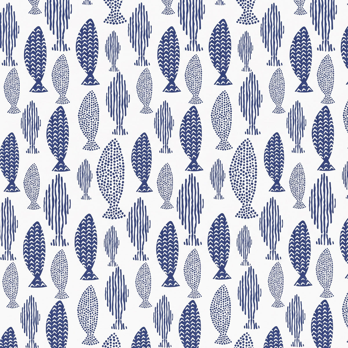Poissons géométriques bleus – motif à plat