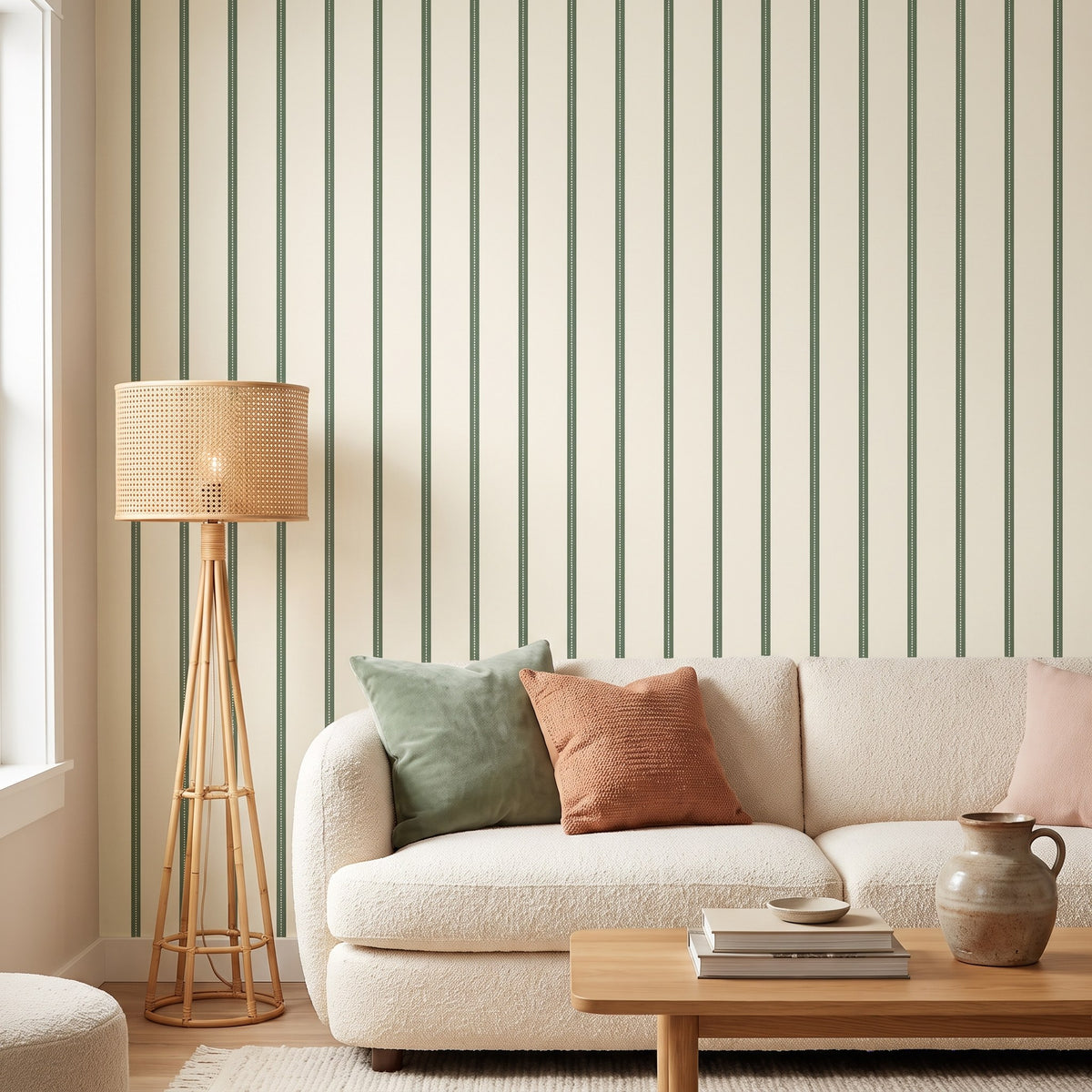Rayures beige et vert rétro – ambiance principale