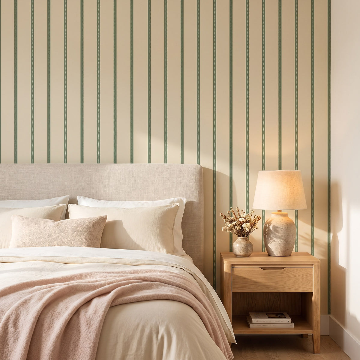Rayures beige et vert rétro – seconde ambiance