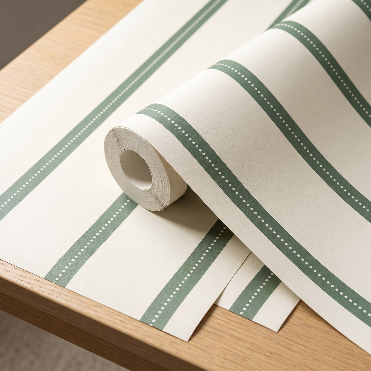 Rayures beige et vert rétro – rouleau