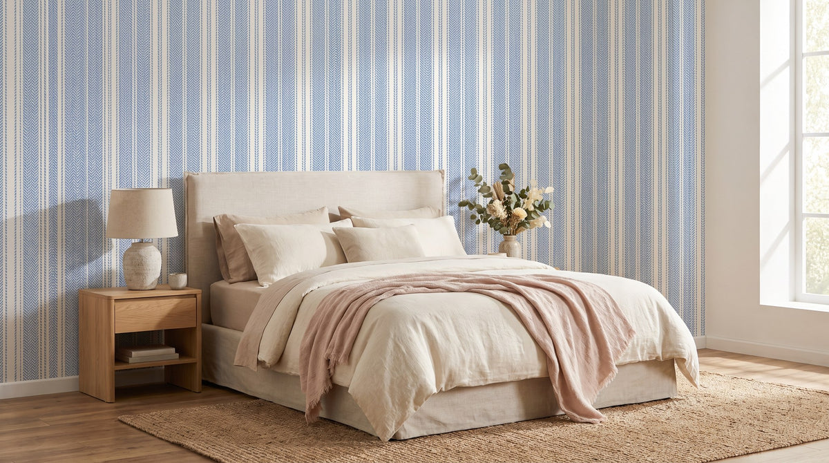 Rayures bleues effet tissu – ambiance large