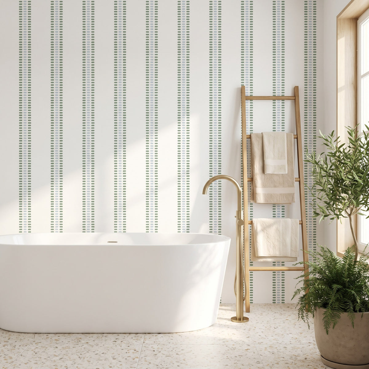 Rayures d'été bleu doux et vert – seconde ambiance