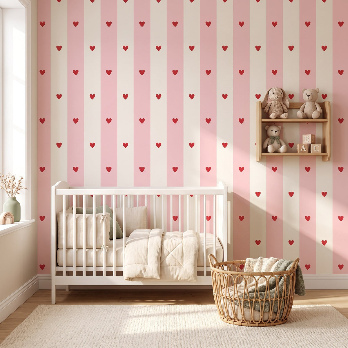 Rayures et cœurs roses – seconde ambiance