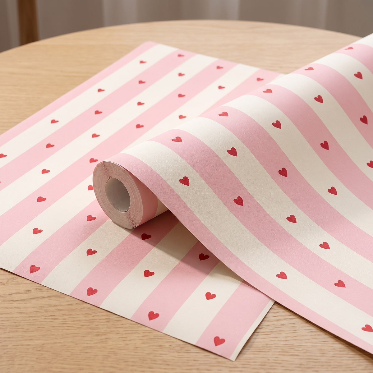 Rayures et cœurs roses – rouleau
