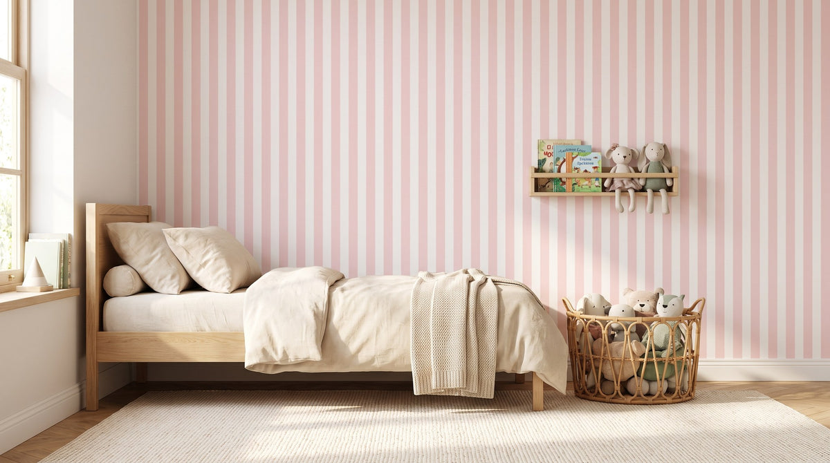 Rayures rose clair et blanc – ambiance large