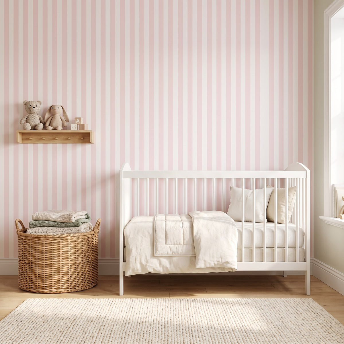 Rayures rose clair et blanc – seconde ambiance