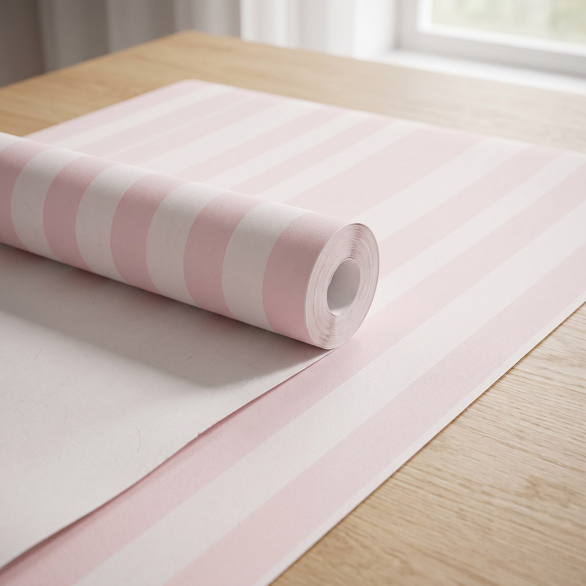 Rayures rose clair et blanc – rouleau