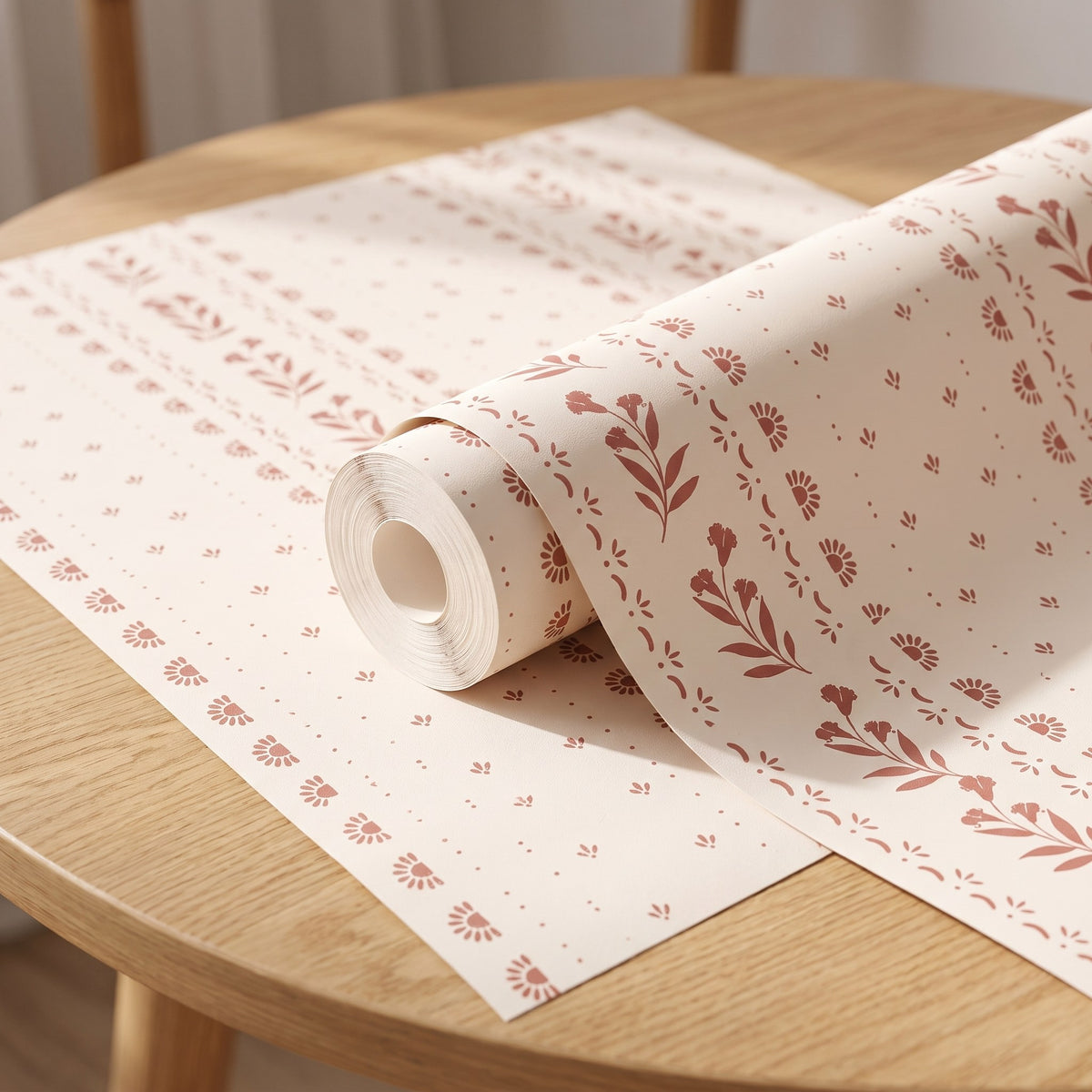 Rayures terracotta et fleurs – rouleau