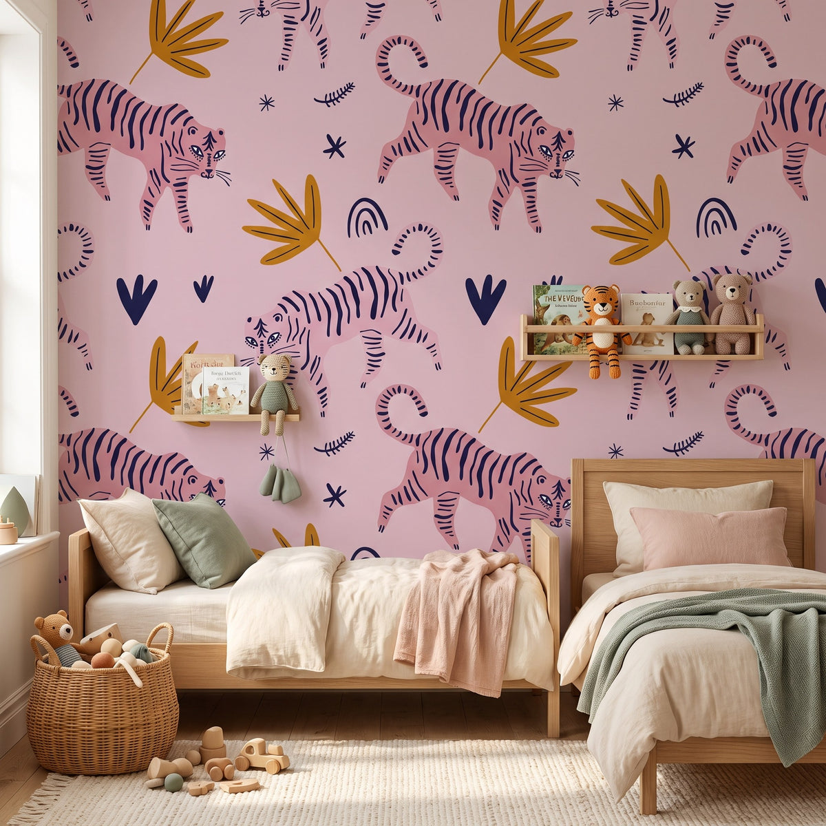 Tigres mignons sur fond rose – ambiance principale